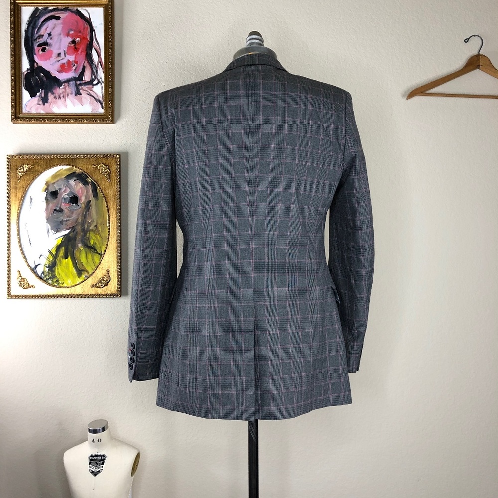 Ben Sherman Plaid Raw Edge Blazer - Picture 3 of 6
